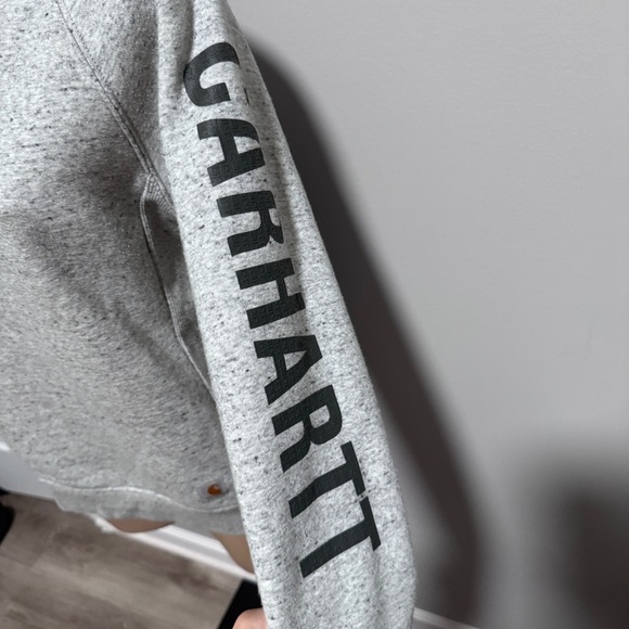 Carhartt Relaxed Fit Women’s Crewneck Sweatshirt Gray Logo Small - Picture 6 of 8